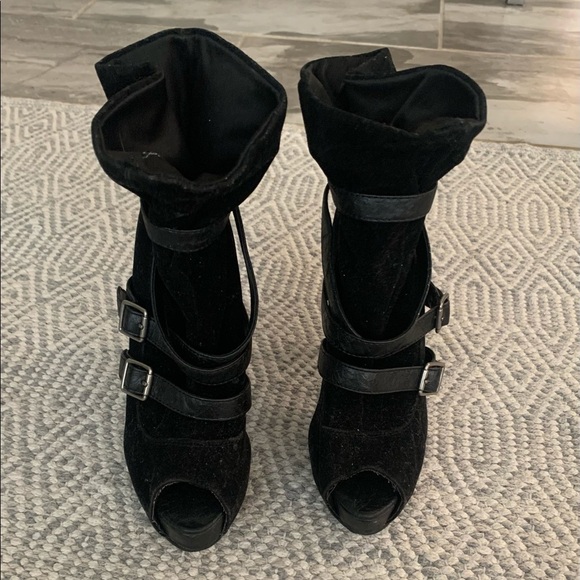 Peep-toe buckle booties - Picture 3 of 6